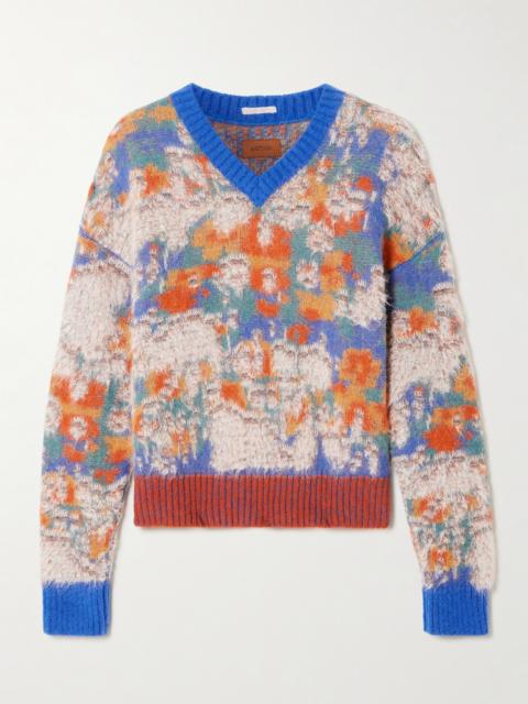 MOTHER Cropped Intarsia-knit Sweater