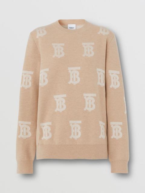 Burberry Monogram Wool Silk Blend Jacquard Sweater