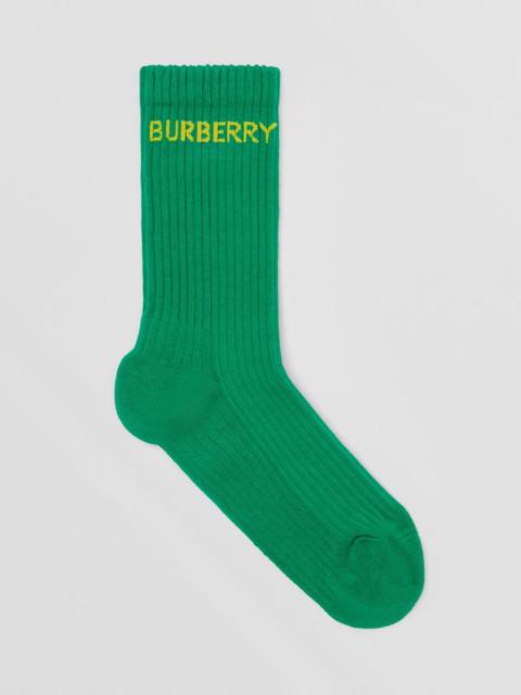 Burberry Logo Intarsia Technical Stretch Cotton Socks