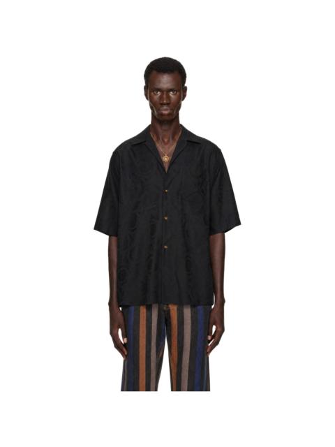 VERSACE Black Jacquard Cotton-Poplin Shirt