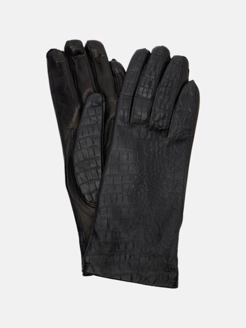 TOTEME Croc-effect leather gloves