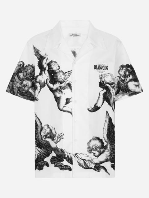 Dolce & Gabbana Stretch cotton Hawaiian shirt with Angel print BLANCO DOLCE&GABBANA