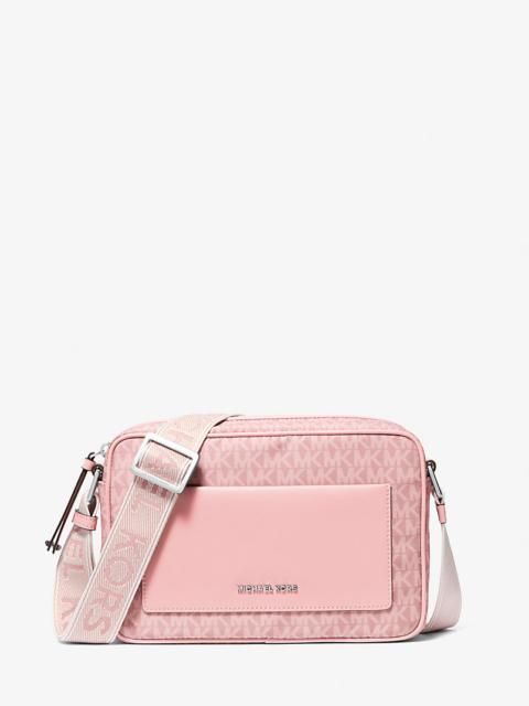 MICHAEL KORS Jet Set Large Signature Logo Print Woven Crossbody Bag