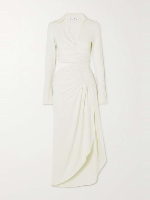 Off-White Asymmetric cutout ruched stretch-jersey dress