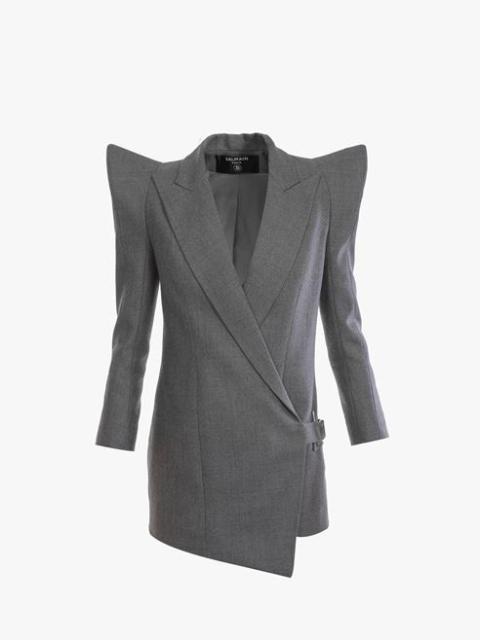 Balmain Gray wool asymmetrical jacket