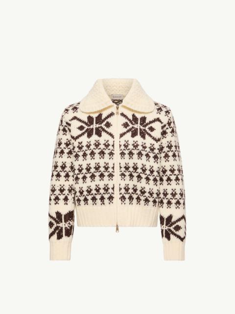 Moncler Jacquard Sequin Zip-Up Cardigan