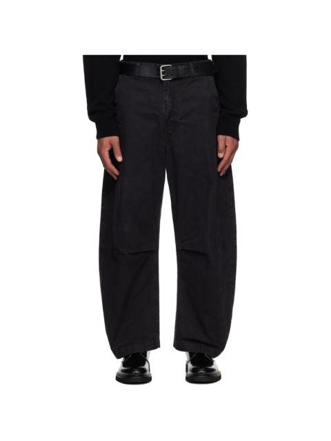 Comme des Garçons Homme Black Cotton Oxford Garment Treated Trousers