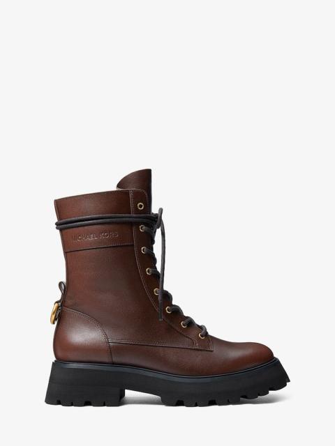 MICHAEL KORS Caleb Burnished Leather Combat Boot
