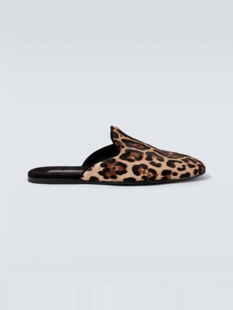 Dolce & Gabbana Leopard-print calf hair mules