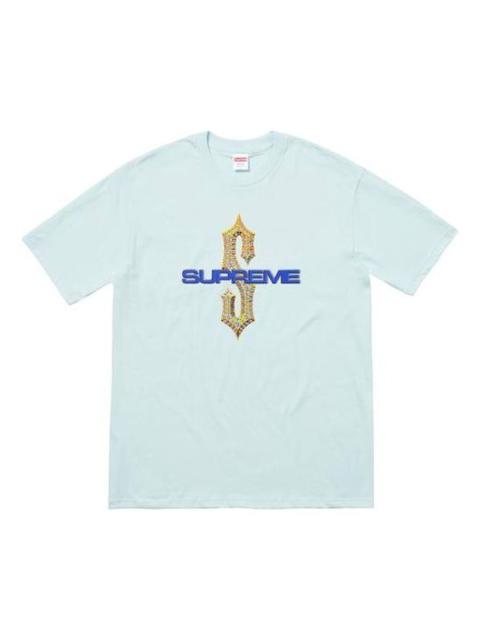 Supreme Supreme SS18 Diamonds Tee Pale Blue Diamond Printing Short Sleeve Unisex SUP-SS18-0113