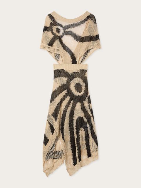 PUCCI LINEN LONG DRESS WITH ASYMMETRICAL SKIRT