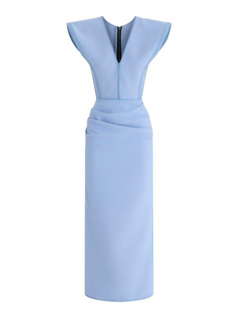 Wingtip Crepe Maxi Dress blue