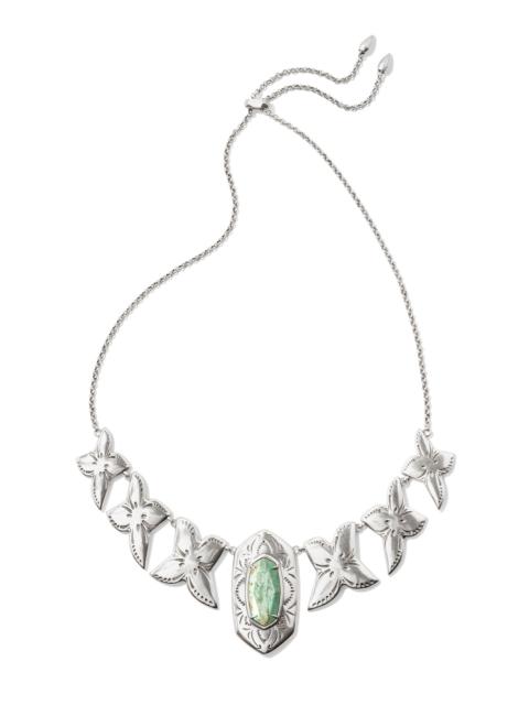KENDRA SCOTT Keziah Vintage Silver Statement Necklace in Sea Green Chrysocolla