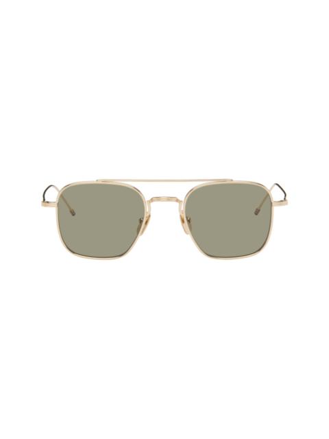 Thom Browne Gold Titanium Squared Aviator Sunglasses