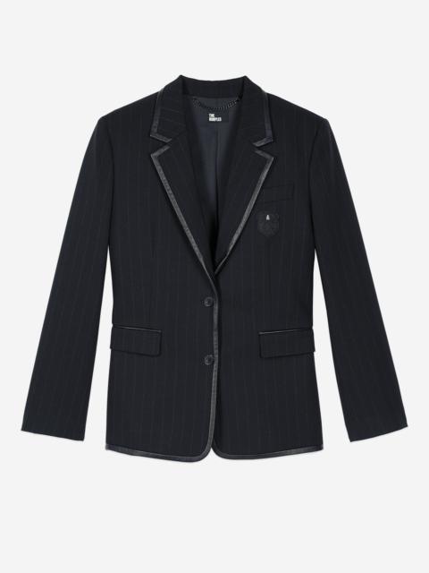The Kooples BLACK WOOL-BLEND TENNIS STRIPE JACKET