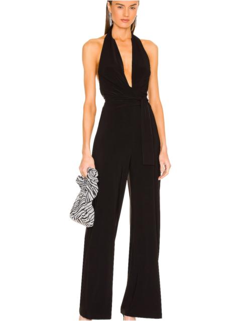 NORMA KAMALI Halter Wrap Straight Leg Jumpsuit