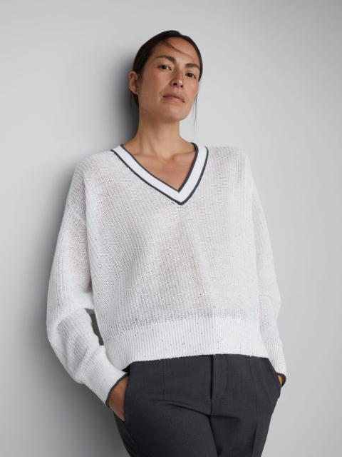 Brunello Cucinelli Linen English rib dazzling active sweater