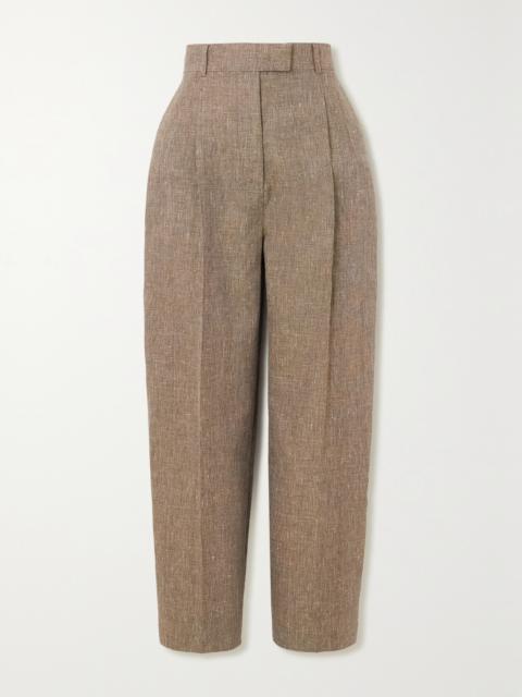 Loro Piana Wybie Cropped Pleated Linen-blend Wide-leg Pants