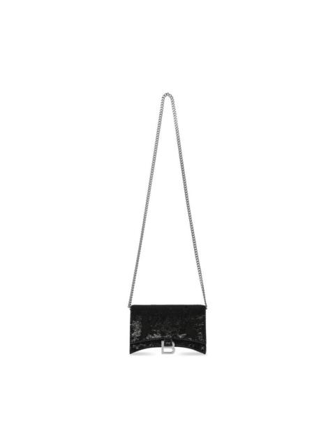 BALENCIAGA Women's Hourglass Wallet On Chain And Sequin in Black