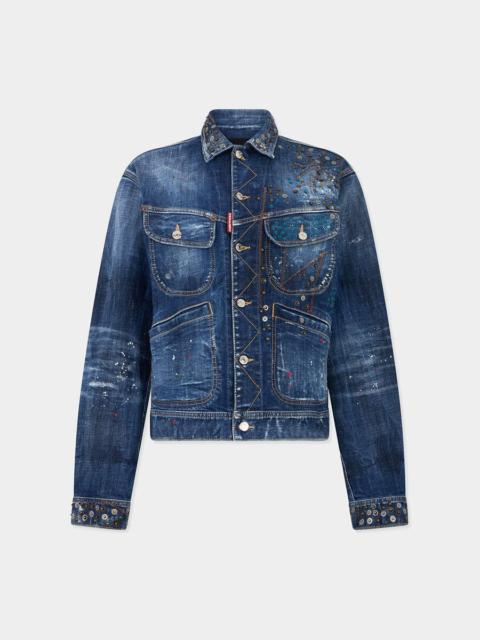 DSQUARED2 DARK BUSTED REBEL WASH L.A. JEAN JACKET