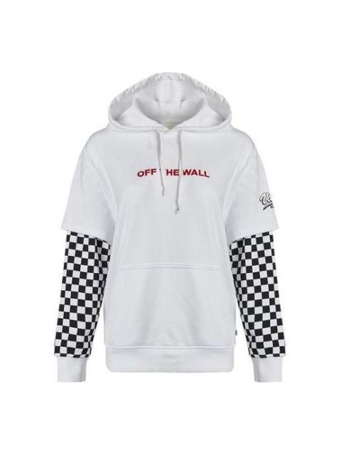 Vans (WMNS) Vans Logo Embroidered Checkerboard Print Hoodies 'White Black' VN0A4UTNWHT