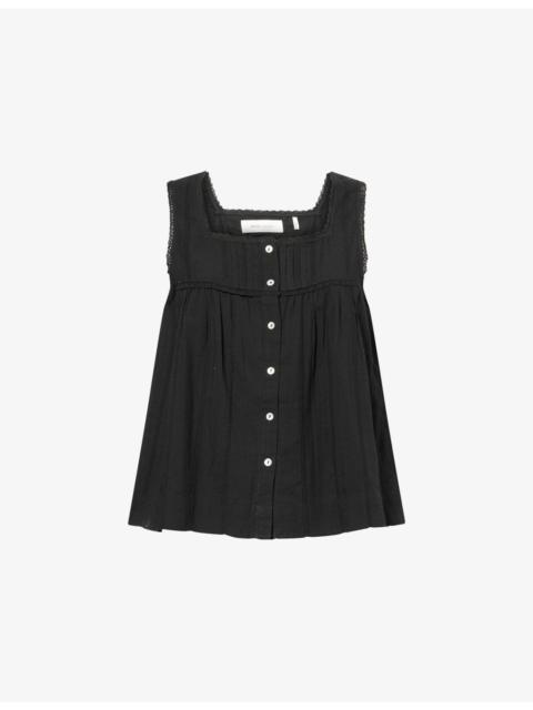 SKALL Clea Square-Neck Cotton Top