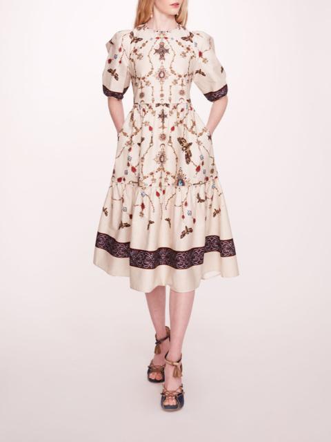 Marchesa PRINTED POPLIN MIDI DRESS