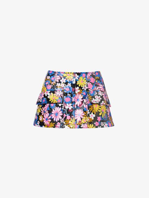 ERL Floral-pattern mid-rise denim mini skirt