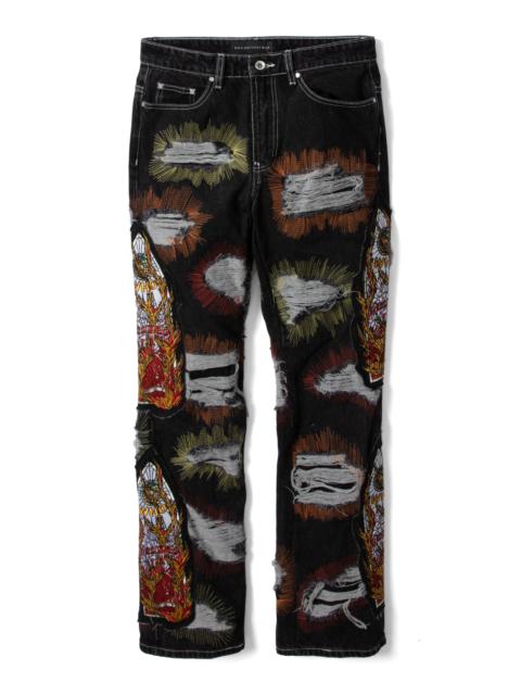 WHO DECIDES WAR ALL OVER EMBROIDERY DENIM PANT