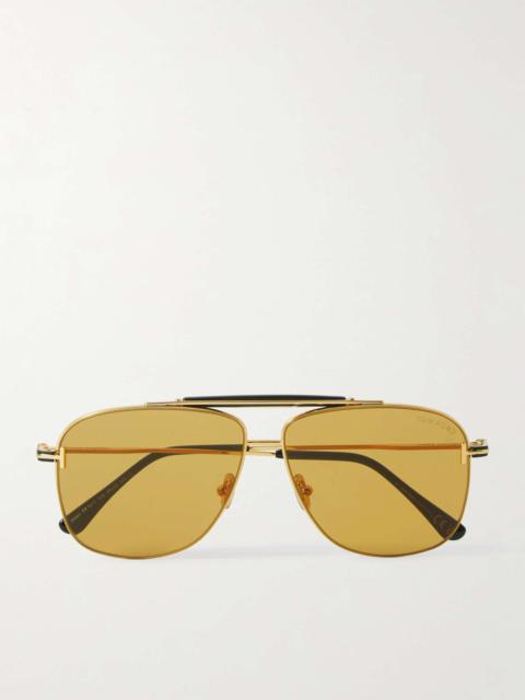 TOM FORD Jaden Aviator-Style Gold-Tone and Acetate Sunglasses