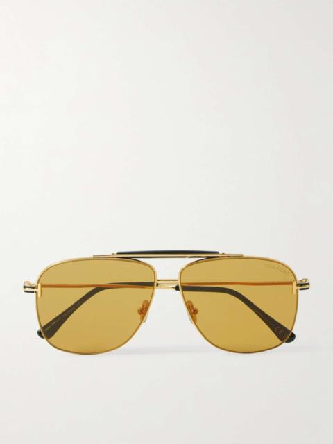 Jaden Aviator-Style Gold-Tone and Acetate Sunglasses