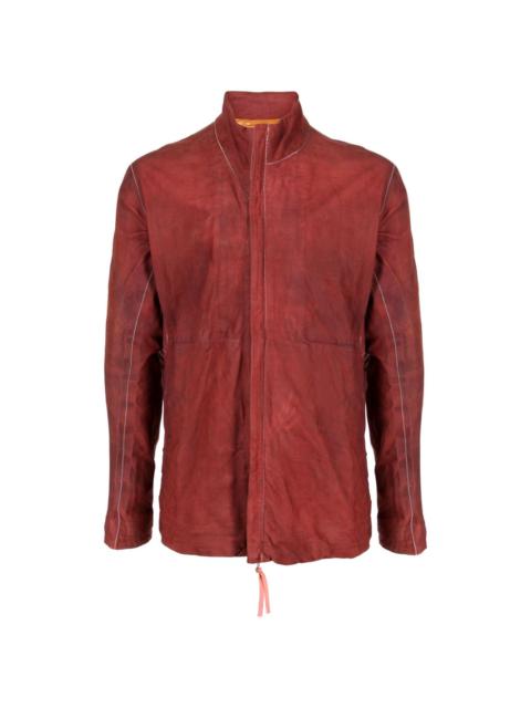 high-neck leather jacket