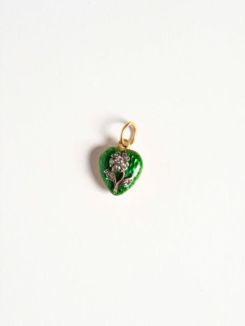 JW Anderson DIAMOND HEART PENDANT IN GREEN ENAMEL