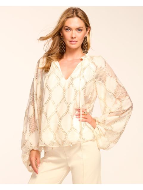 RAMY BROOK Ria Lurex Lace Long Sleeve Blouse