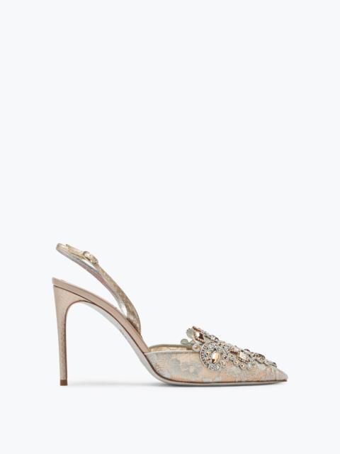 RENE CAOVILLA Grey Jewel Slingbacks Veneziana