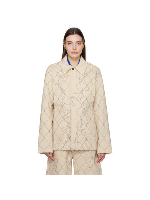 AIREI Beige Embroidered Denim Jacket