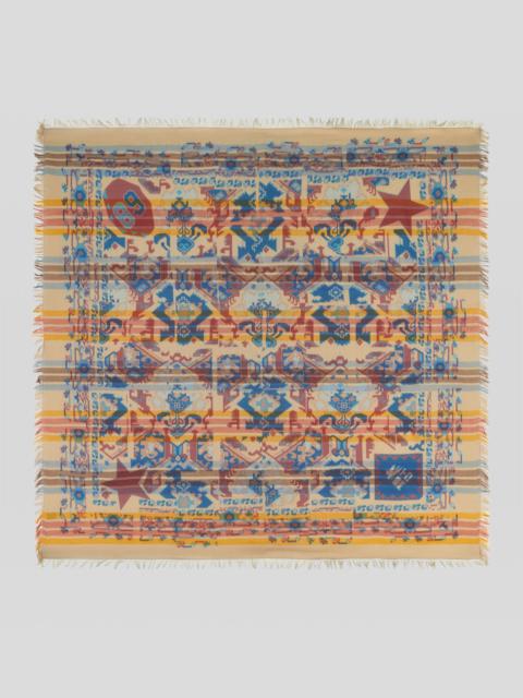 Etro PLACED PRINT WOOL AND COTTON SHAWL