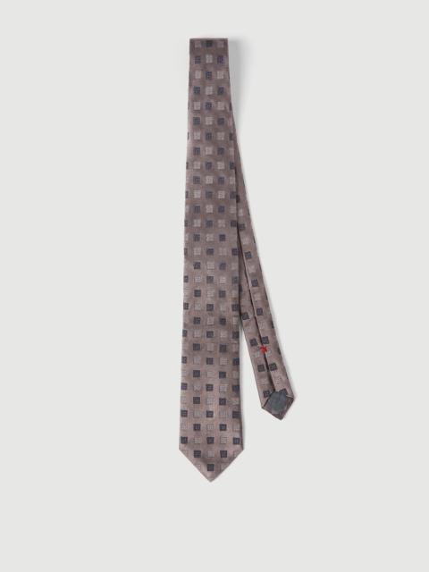 Silk tie with squares pattern