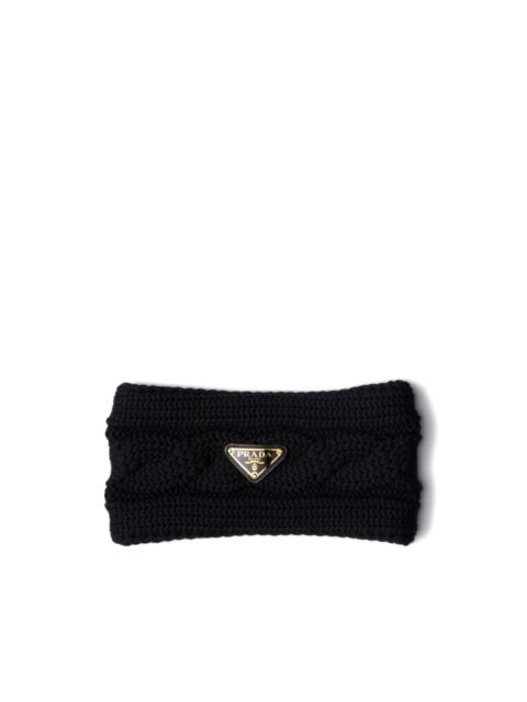 Prada cable-knit logo headband