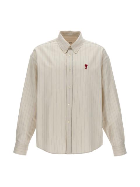 Logo embroidery striped shirt