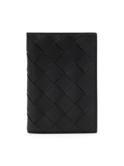Bottega Veneta Men's Intreciatto Leather Flap Card Case - Black