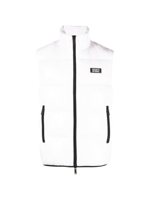 logo-print quilted gilet