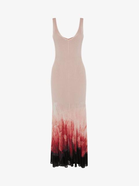Alexander McQueen Paper Flower Engineered Knit Dress in Rose Gold