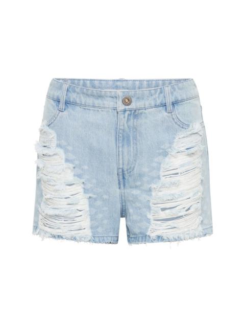 Dion Lee logo-patch distressed-effect shorts