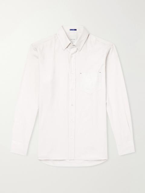 Paul Smith Button-Down Collar Cotton and Lyocell-Blend Herringbone Shirt
