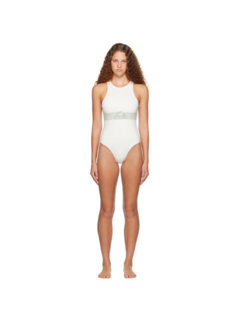 LACOSTE White High Cut One-Piece Swimsuit