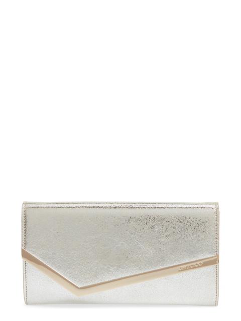 Jimmy Choo Emmie Glitter Leather Clutch in Champagne at Nordstrom