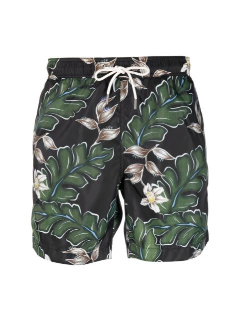 Moncler leaf-print swim shorts