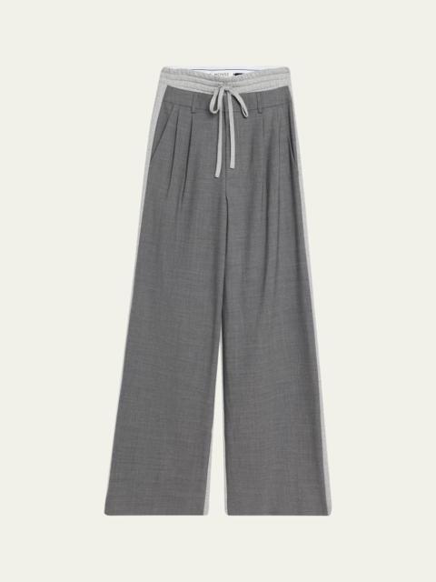 Monse Tailored Wool Combo Wide-Leg Sweatpants