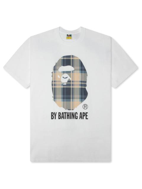 A BATHING APE® BAPE CHECK BY BATHING APE TEE - WHITE/BLUE